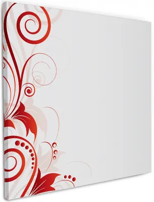 Produktbild von Wallario Premium Leinwandbild Abstrakte rote Blumenschnörkel in Größe 50 x 50 cm