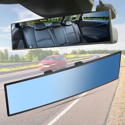 Produktbild von Auto Innenspiegel Panorama Weitwinkel Blendschutz zum Aufstecken Blau 300 x 78 mm