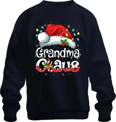 Produktbild von Grandma Claus Weihnachten Oma Geschenk Lichterkette Zuckerstange Uni Sweatshirt Pullover, Navy, 3XL