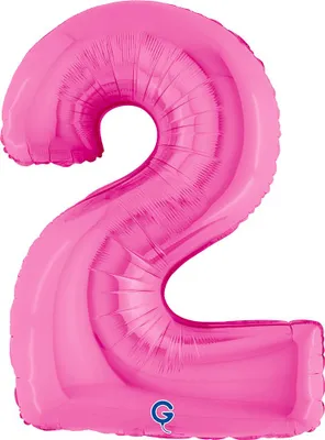 Produktbild von Riesenzahl Folienballon 40"/102cm | Pink Zahl: 2