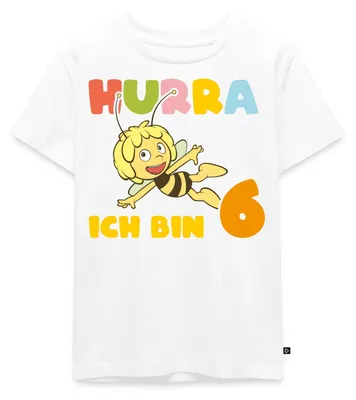 Produktbild von Spreadshirt Biene Maja 6. Geburtstag Kinder Premium T-Shirt, 134/140 (8 Jahre), Weiß