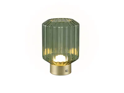 Produktbild von LED-Tischlampe - H 19 cm - Grün - Messingfarben - Glas - Metall - dimmbar