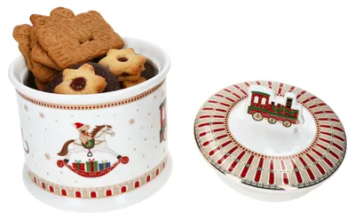 Produktbild von Keksdose Polar Train rund H16,5cm Porzellan Gebäckdose Aufbewahrung Weihnachten