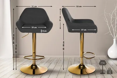 Produktbild von Barhocker Braga Gold Stoff schwarz