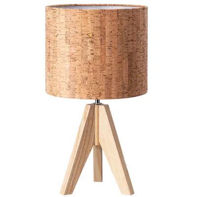 Produktbild von EDISHINE Nachttischlampe Holz, Tischlampe Vintage Landhaus, Boho Rindeneffekt