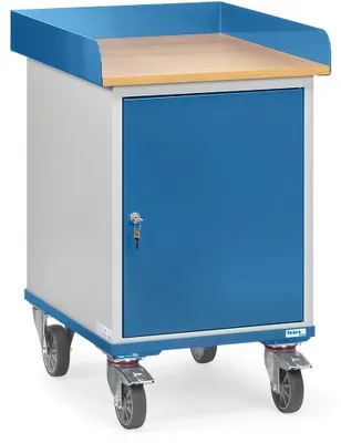 Image de fetra 2445 - Contreplaqué - Chariot à étagères - Bleu - Gris - 150 kg - 4 roues - 12,5 cm