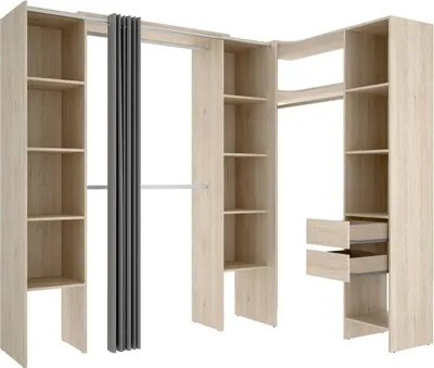 Image de Dindo - Grande Armoire, 234x205h cm, Chêne Marron, 2 Tiroirs