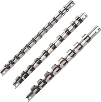 Produktbild von 3 Aufsteckschiene Klemmleiste Nusshalter Aufsteckleiste 1/4" 3/8" 1/2" 30 Clips