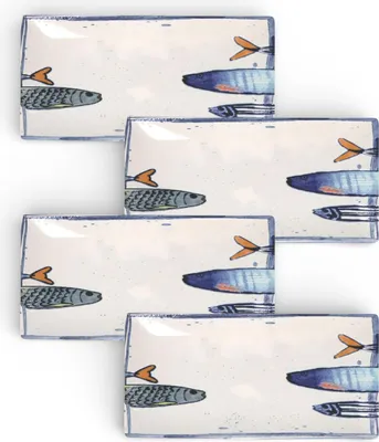 Produktbild von Teller mediterran Sardinen-Motiv 2.0 | Maritime Servierplatte 30x 15cm