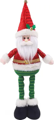 Produktbild von Weihnachtsplüschtier mit einziehbaren Beinen, handgefertigter stehender Schneemann, Weihnachtsmann-Plüschtier, Weihnachts-Winter-Feiertagsdekoration, Ornament