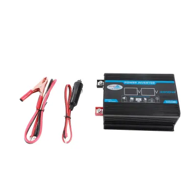Zdjęcie produktu dla Inteligentny cyfrowy przetwornik samochodowy o mocy 4000 W, 2 wyjściami USB, zmodyfikowanym przetwornikiem sinusoidalnym i wyświetlaczem LED.