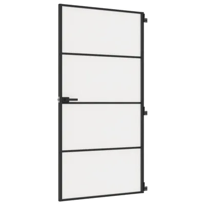 Zdjęcie produktu dla vidaXL Drzwi wewnętrzne slim czarne 102,5x201,5 cm szkło hartowane i aluminium