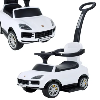 Immagine prodotto di Lebula: macchinina, girello e spintore Porsche Cayenne 3 in 1 con musica, auto bianca