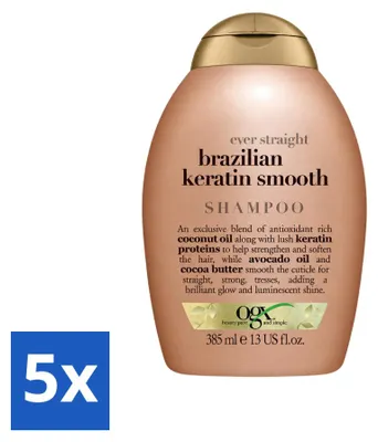 Productafbeelding van 5 x OGX Braziliaanse Keratine Therapie Shampoo - versterkend en glanzend - 385 ml - voordeelverpakking - 5 stuks
