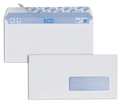 Obrázok produktu pre Obálky s okienkom, samolepiace, 110 x 220 mm, 500 kusov, biele