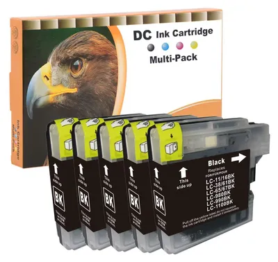 Immagine prodotto di Cartucce per stampante D&C 5X da 15 ml, nere, compatibili con Brother LC-980/1100, per i modelli Brother MFC-6490CW, MFC-6890CDW, MFC-790CW, MFC-795CW, MFC-990CW, MFC-J615W, DCP-185C, DCP-383C, DCP-385C, DCP-387C, DCP-395CN, DCP-585CW