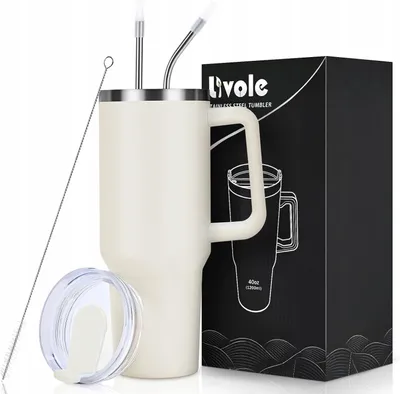 Produktbild von Livole Thermosbecher mit Henkel 1200ML Edelstahl & Strohhalm