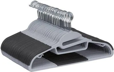 Produktbild von Famanu Kunststoffkleiderbügel mit Gummibeschichtung - Set von 50 Stück, grau