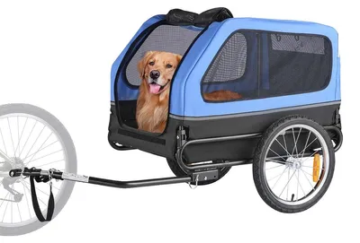 Zdjęcie produktu dla Przyczepka rowerowa dla psa VEVOR, do 40 kg, dla małych i dużych psów, składana rama z kółkami, uniwersalny zaczep rowerowy, flaga, smycz wewnętrzna, 1320x715x750 mm