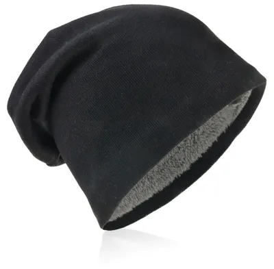 Produktbild von Strick Beanie Unifarbe Schwarz-M