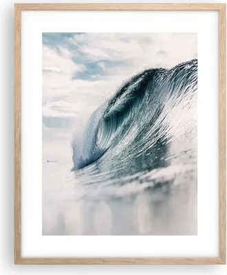 Produktbild von Gerahmtes Poster - Rahmen in heller Eiche - Welle Meer Ozean - 40x50 cm - Wand Bild - Wanddeko - Wandbilder - Kunstposter - Wandposter - Bilderrahmen - Bilder - Kunstdruck - P2NPA40x50-4516