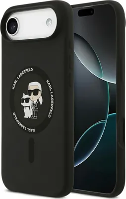 Image de Étui pour téléphone portable iPhone Air, Karl Lagerfeld Liquid Hardcase Karl & Choupette Body Ring avec MagSafe, Noir
