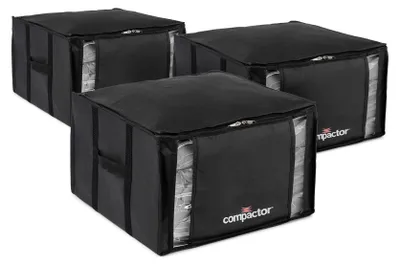 Zdjęcie produktu dla COMPACTOR – zestaw 3 worków próżniowych do przechowywania, rozmiar M – 42 x 40 x wys. 25 cm – czarny