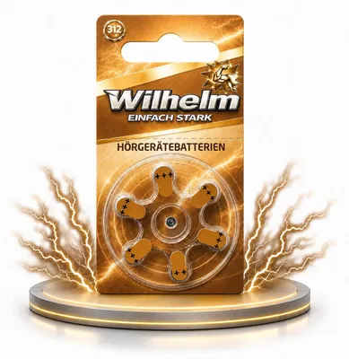 Produktbild von 6 x WILHELM Hörgerätebatterien Typ 312 braun Hörgerätbatterie PR41 ZL3 1,4/1,45 V, KI-generiertes Bild