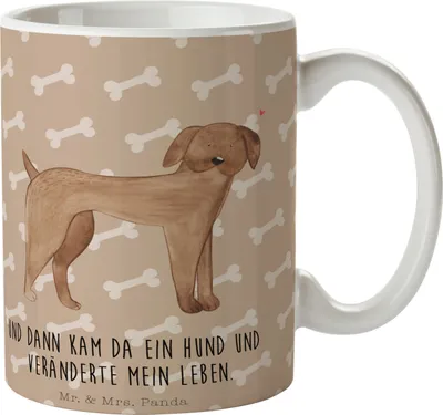 Produktbild von Mr. & Mrs. Panda Kaffeebecher Hund Dogge - Hundeglück - Geschenk, Keramiktasse, Kaffeetasse, Becher, Herz, Sprüche, Teetasse, Hunde, Tasse, Deutsche
