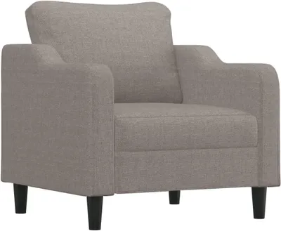 Produktbild von Taupefarbener Sessel aus Stoff mit 60 cm Sitzbreite und stabilem Metallgestell, modernes Wohnzimmermöbel zum Lesen und Entspannen