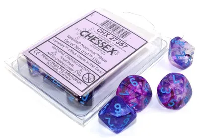 Produktbild von Chessex Nebula Nocturnalblau Luminary D10 Würfelset