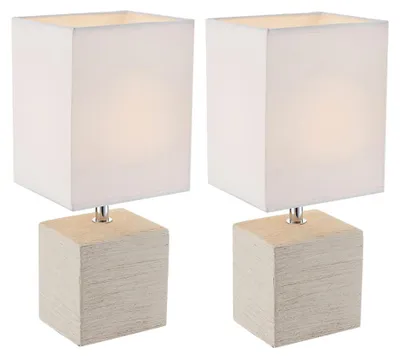 Produktbild von 2er Set LED Tischleuchte, Keramik beige, Textil weiß, H 29 cm