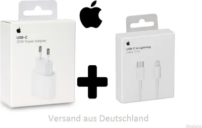 Produktbild von Apple iPhone Adapter/Ladegerät 20W USB-C + 1m USB-C auf Lightning Kabel (iPhone, iPad)