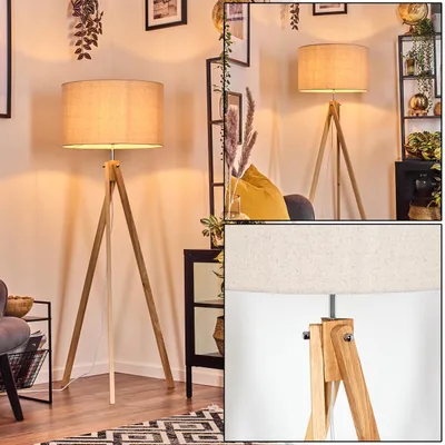Produktbild von Bitonto Stehlampe aus Holz/Stoff in Naturfarben/Beige/Weiß