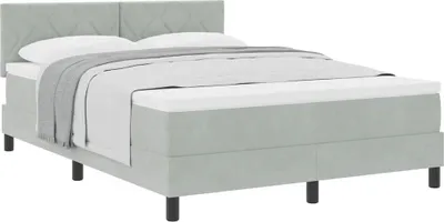 Productafbeelding van Boxspringbed met matras, lichtgrijs, 160 x 200 cm, gestoffeerd