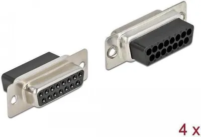 Produktbild von DELOCK D-Sub 15 Pin Crimp Buchse, Metall, 4 Stück