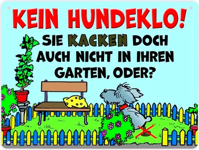 A sign with text and cartoon illustration about dogs.