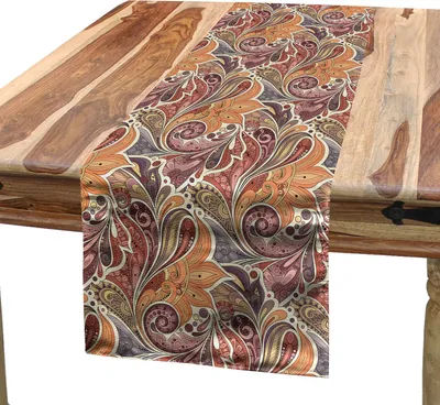 Obrázek produktu pro ABAKUHAUS Květinový ubrus, tradiční paisley vzor s perskými arabeskami, barevný boho design, 40 x 180 cm, vícebarevný