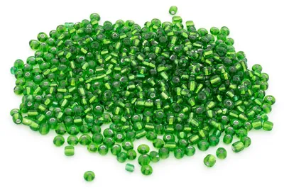 Produktbild von Vintageparts Rocailles Perlen Grün Silberfolie 3mm 20g DIY