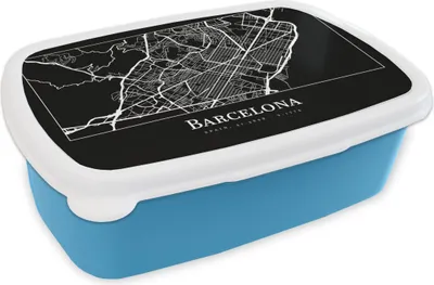 Produktbild von KitchenYeah® Lunchbox Brotzeit Brotdose 17x11 cm Stadtplan - Barcelona - Karte Kinder Brotzeitdose - Lunch - Kunststoff  - Brotbüchse - Sandwichbox - Lunchbox für Kinder