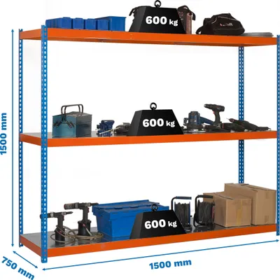 Produktbild von Regale für mittlere Belastung ohne Parafuses SIMONFORTE 1507-3 METAL 1500 BLAU/ORANGE/GAL