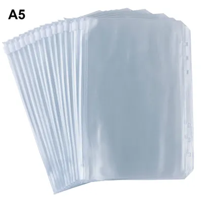 Produktbild von A5 Binder Taschen 15 Stück Durchsichtige PVC 6-Loch Bindertaschen Reißverschluss Ordner Wasserdicht Geld Budget UmschlägeA5