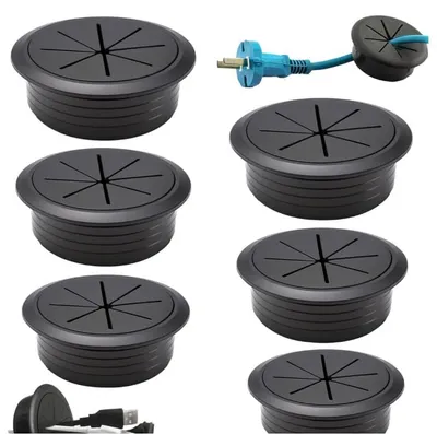 Obrázek produktu pro Kabelové průchodky pro stůl, černé, 50 mm, sada 6 kusů
