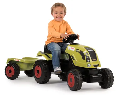 Produktbild von CLAAS Trettraktor grün mit Wagen