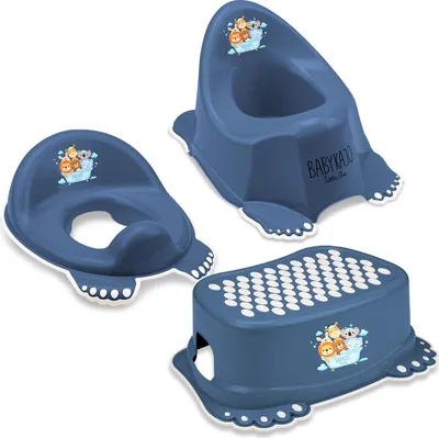 Produktbild von Babykajo 3 in 1 Baby Töpfchen Set - Kinder Töpfchen + Kinder Toilettensitz + Kinder Tritthocker – aus BPA freiem Plastik und mit Antirutschfüßchen.