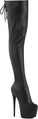 Produktbild von JUBILANT-3007 Pleaser Stretch High Heels Plateauoverkneestiefel schwarz Lederlook