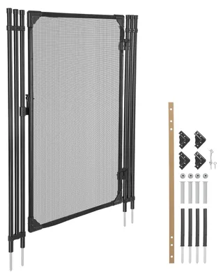 Produktbild von SucceBuy Poolzaun-Tor 1,2x0,75 m, Tür für Schutzzaun und Kindersicherung, Sicherheitstor-Set mit Metallverschluss, 352 g/m² Teslin-PVC-Gewebe, Rundrohr, abschließbar, für Schwimmbad, Schwarz