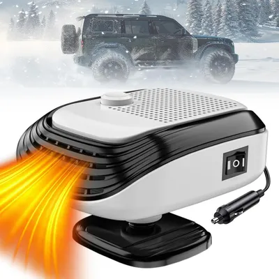 Produktbild von Autoheizung, tragbarer Heizlüfter, 360-Grad-Drehung, Zusatzheizung, Scheibenenteiser/Entfeuchter, geeignet für 12V, LKWs, SUVs, Transporter.