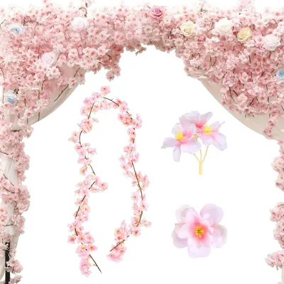 Produktbild von Künstliche Kirschblüten Girlande 3 Stück 180cm Seidenblumen Deko Ranke