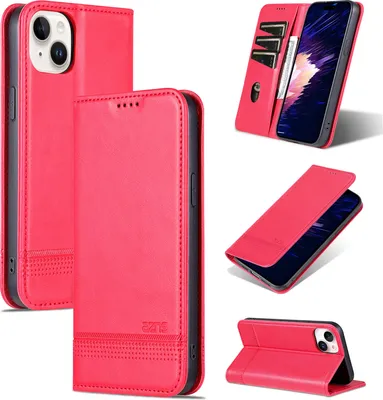 Image de Étui en cuir pour iPhone 15 Plus, étui portefeuille pliable avec fermeture magnétique et support Rose